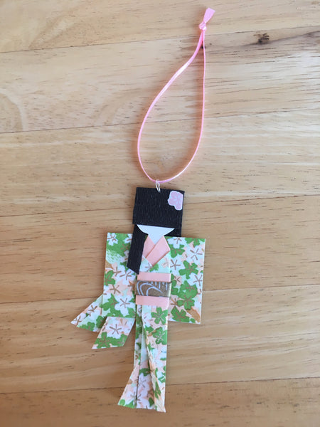 Handmade Japanese Origami Paper Doll Ornament