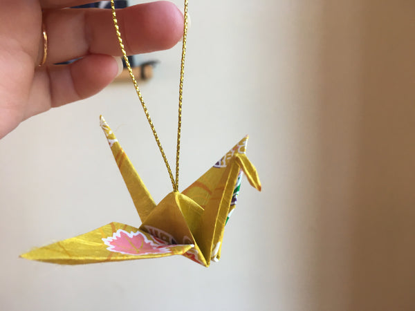 Handmade Japanese Origami Paper Crane Christmas Tree Ornaments - Set of two