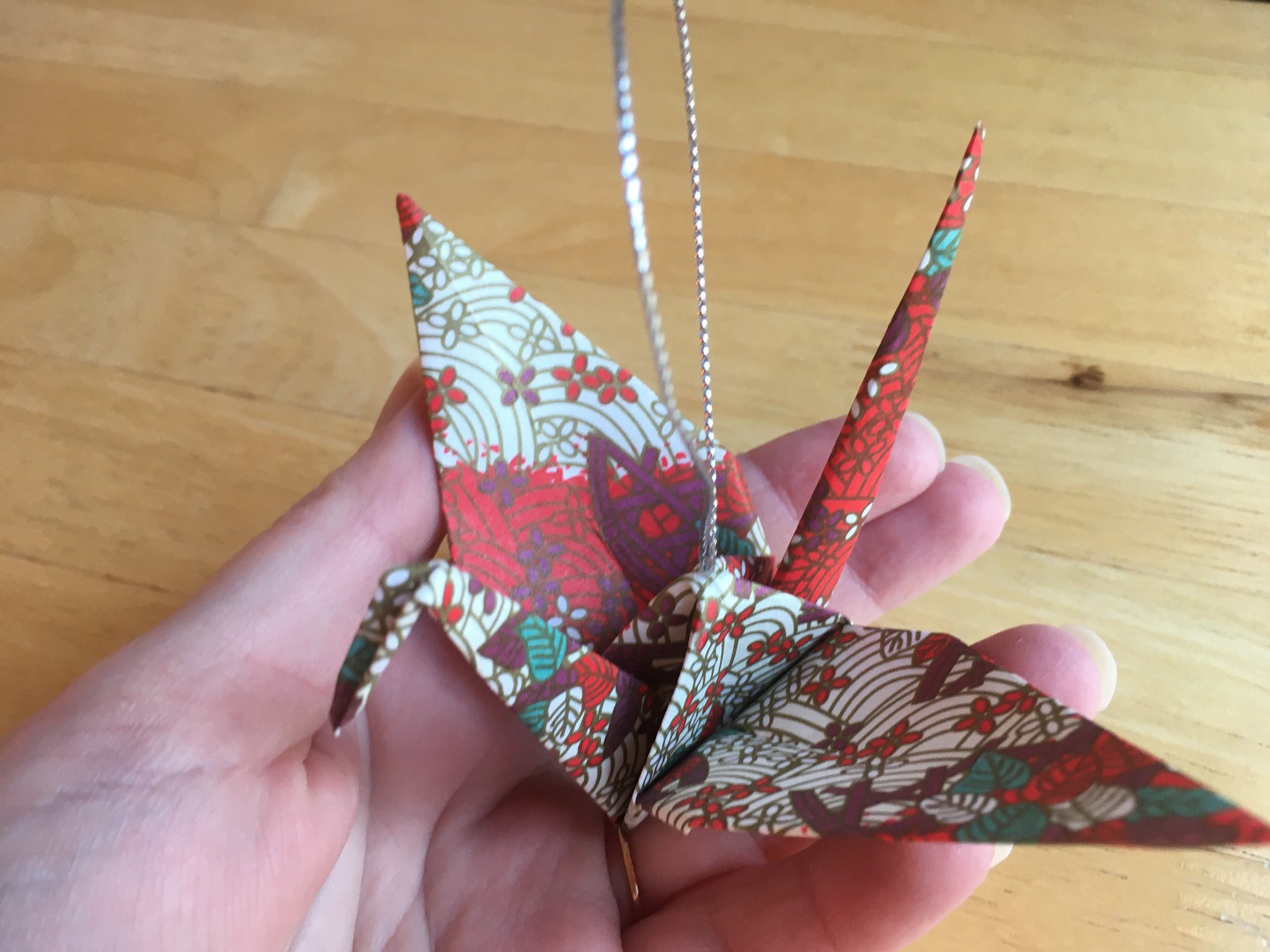 Handmade Origami Floral Crane Wedding Anniversary Ornament