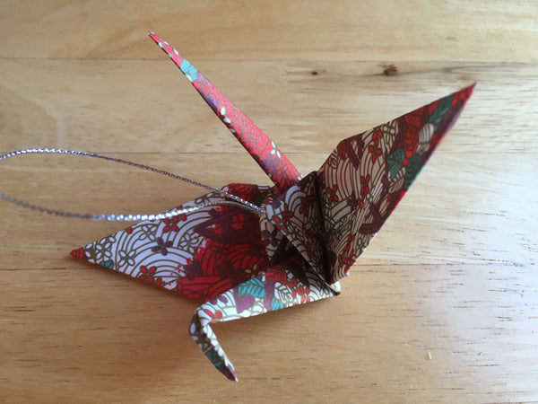 Handmade Origami Floral Crane Wedding Anniversary Ornament