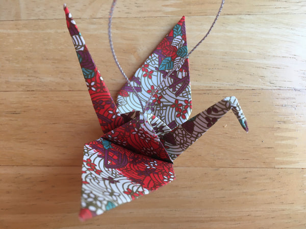 Handmade Origami Floral Crane Wedding Anniversary Ornament