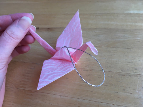 Set of Two - Handmade Origami Paper Crane Christmas Tree Ornament