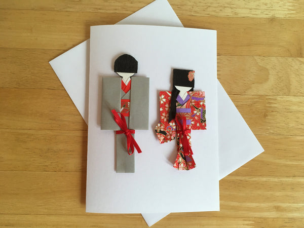 Fancy Handmade Japanese Origami Paper Doll Wedding Card