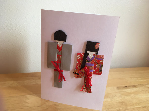 Fancy Handmade Japanese Origami Paper Doll Wedding Card