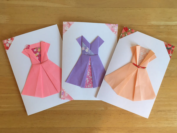 Japanese Origami Bridesmaid Dress Cards - Set of 3