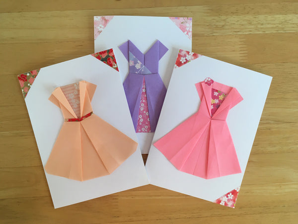 Japanese Origami Bridesmaid Dress Cards - Set of 3