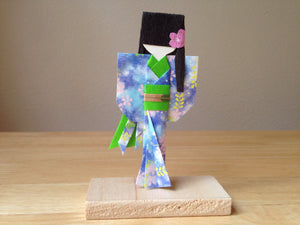 Handmade Japanese Origami Paper Doll With Detachable Stand