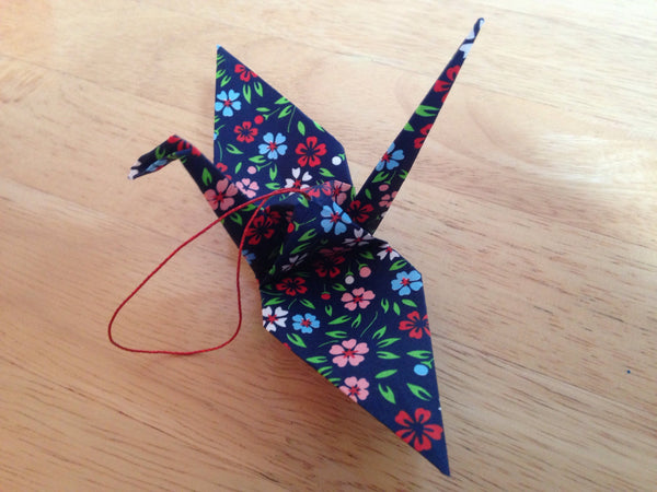 Handmade Origami Floral Crane Wedding Anniversary Ornament