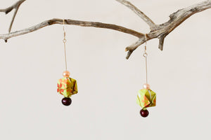 Japanese Origami Paper ball Earrings