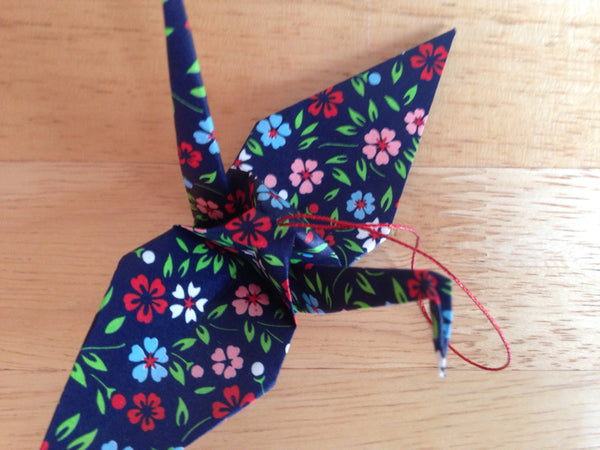 Handmade Origami Floral Crane Wedding Anniversary Ornament