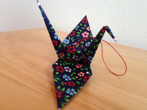 Handmade Origami Floral Crane Wedding Anniversary Ornament