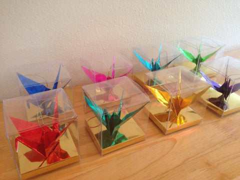 Handmade shiny Japanese origami paper crane ornament - choose your color