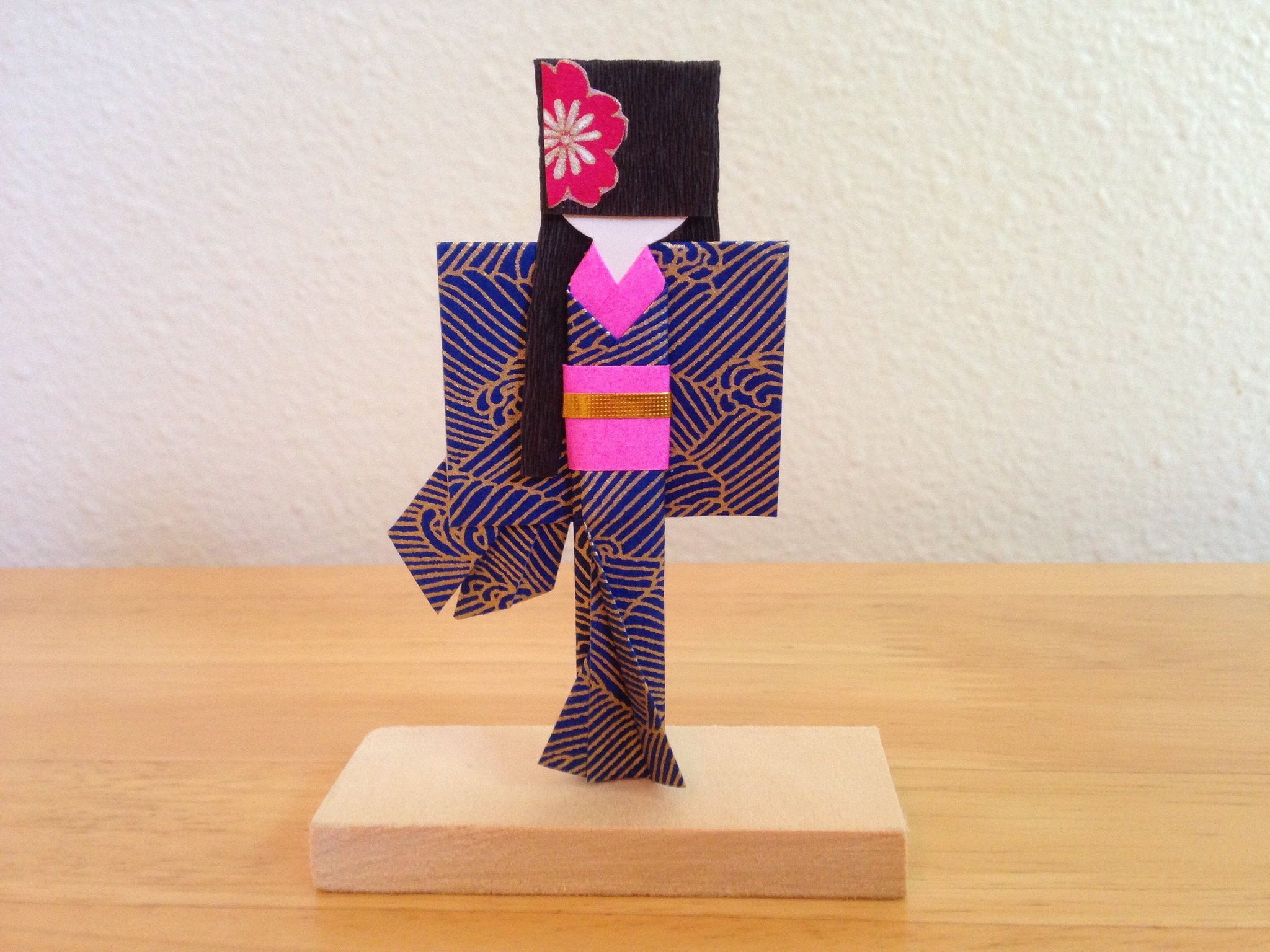 Handmade Japanese Origami Paper Doll With Detachable Stand