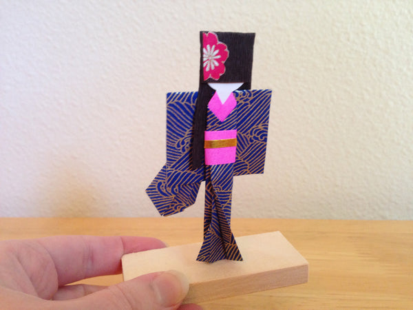 Handmade Japanese Origami Paper Doll With Detachable Stand